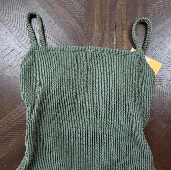 New Kona Sol Green Ribbed One Piece Swimsuit Women's Small (4-6) Full Coverage - Picture 3 of 12